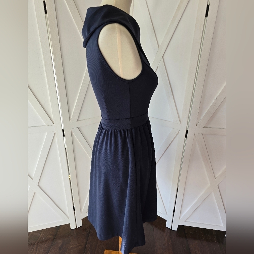 Vintage ModCloth Navy Blue A-Line Midi Dress - Picture 4 of 11